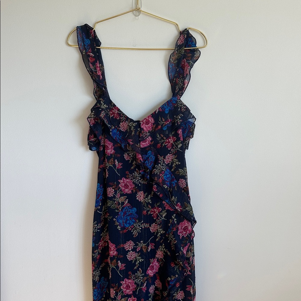 WAYF Issy Ruffle Strap Midi Dress SIZE S